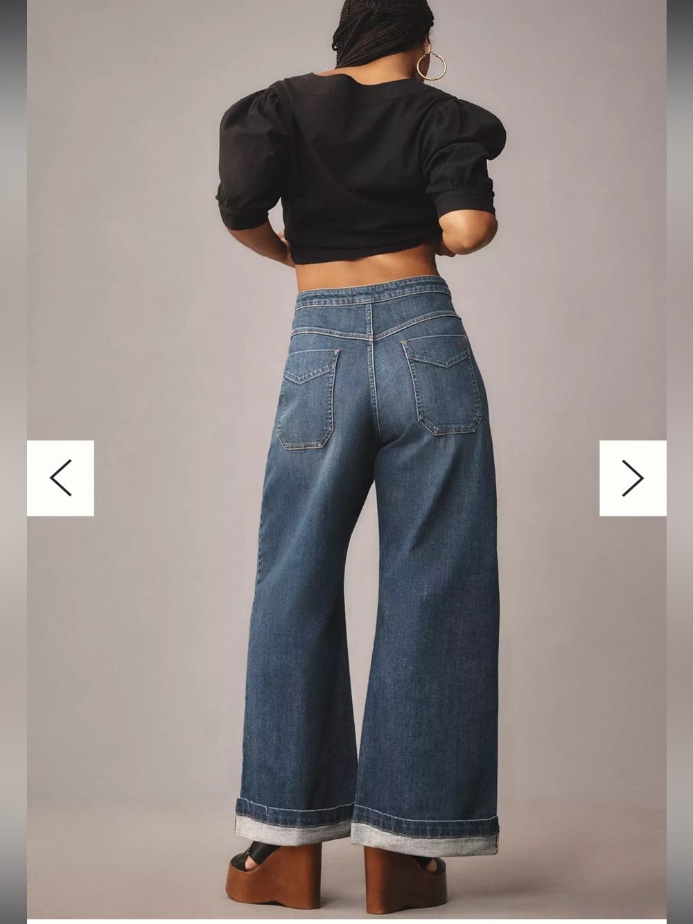 Pilcro Wide-Leg High-Rise Dark Blue Jeans - Picture 3 of 16